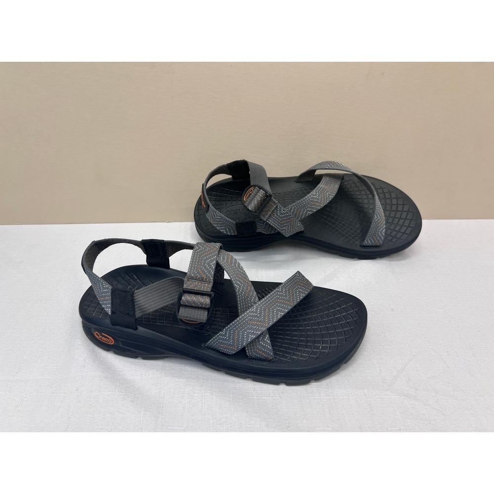 Chaco Z/Cloud Sandals Mens 12 Grey Orange Excellent Hiking Sport Strappy